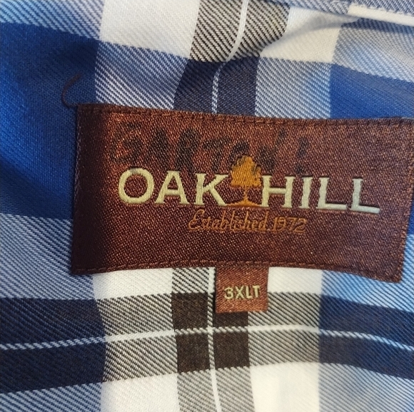 Oak Hill Blue Plaid Classic Button Front Shirt 3XLT Big &Tall - Picture 4 of 11